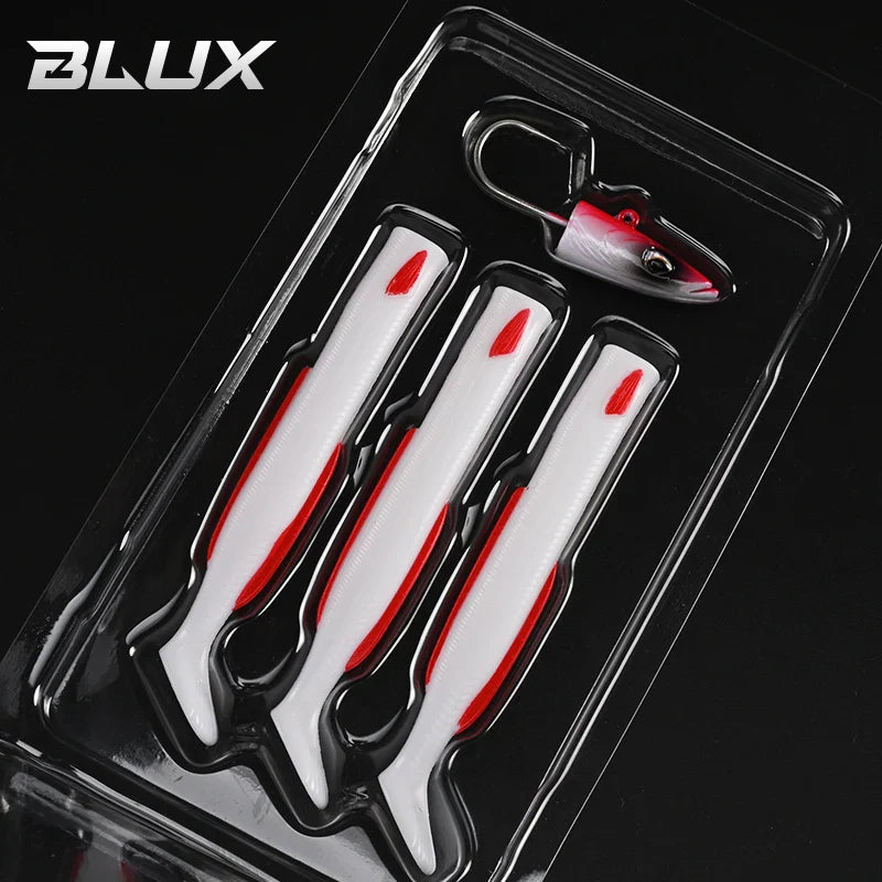 BLUX Happy Sandeel 11cm 17g Soft Live Eel Fishing Lure Paddle Tail Jig Head Hook Vinyls Vibration Artificial Bait Saltwater Gear