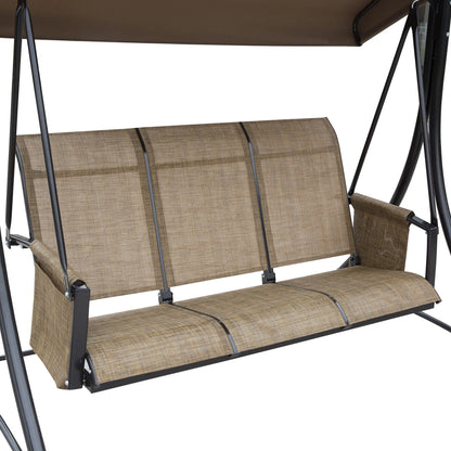 Outsunny 3 Seater Garden Swing Seat Outdoor Swing Chair with High Back Design, Steel Frame, Side Pouches, Adjustable Canopy