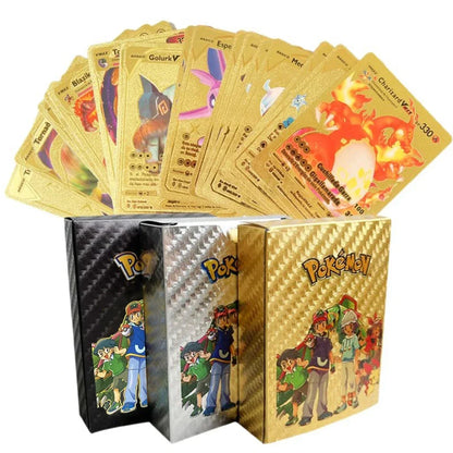 Pokemon Rainbow Gold Silver Black Foil Vmax Gx Cards Golden Letters English Game  Collection Battle TrainerCard Series Gift