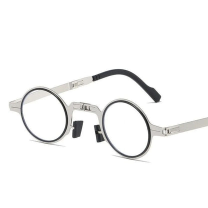 Retro Folding Reading Glasses for Men / Women Metal Frame Anti-blue Light Eyeglasses with Free Case