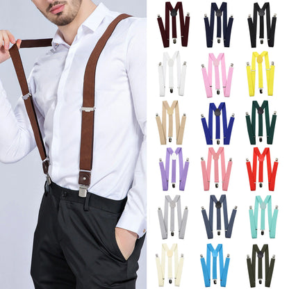 Hot Sale Solid Color Elastic Leather Suspender For Men Women Black Red Sage Green Adjustable Pants Shirt Girl Skirt Accessories