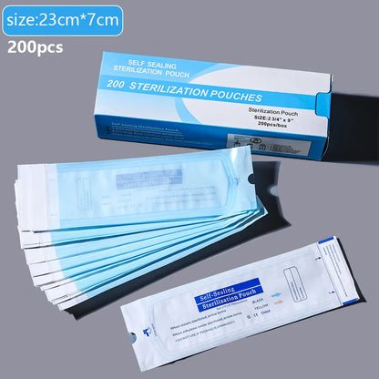 200pcs/box Nail Art Empty Sterilizing Bags Disposable 26*14cm Self-Sealing Sterilization Pouches Bag  Manicure Nail Art Tools K3