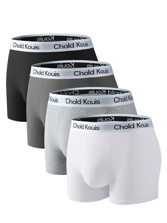 4pcs men's underwear, comfortable, soft breathable athleisure boxer underwear, trendy simple hot-selling men's boxer underwear