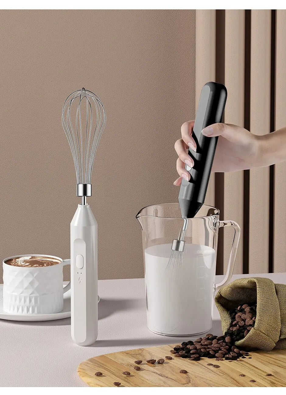 Electric Milk Frother Handheld - Egg Beater Coffee Mixer Foamer for Cappuccino Latte