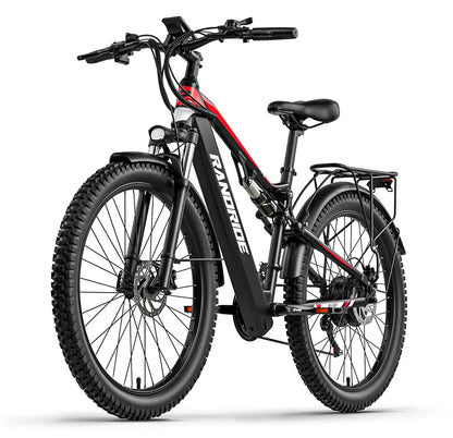 RANDRIDE Electric Bike YG90 48V 17Ah Battery 1000W Motor 27.5" Mountain Bicycle Full Suspension With Hydraulic Brake 21 Speeds