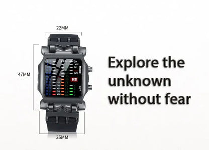 Binary Led Watch Creative Waterproof Business Electronic Watch Mens Trend Luminous Gift Sports Couple Date Time Display Watch