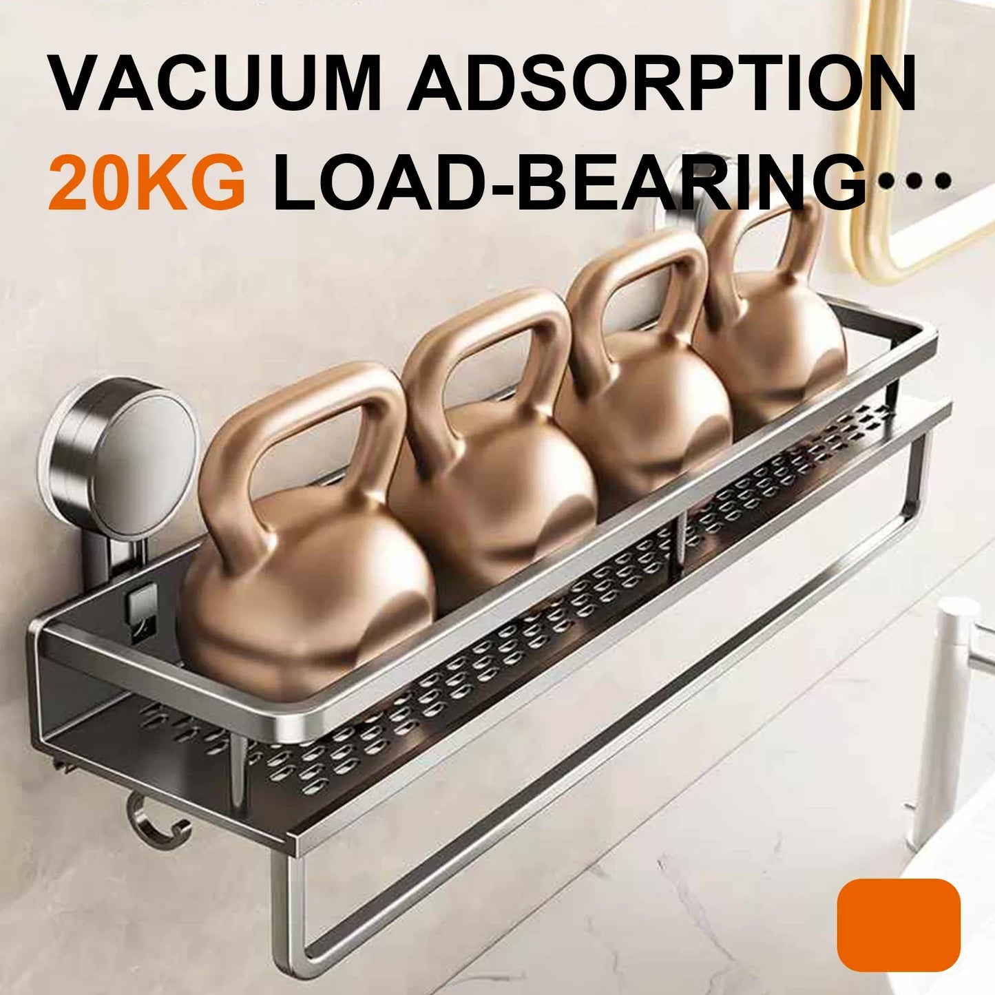 Suction Cup Bathroom Rack Bathroom Shelf Toilet Space Aluminum No Drill Hanging Rack Bathroom Organizer Hang On the Wall