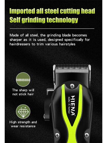 HIENA Electric Hair Clipper Set Portable Cordless Beard Trimmer Rechargeable Powerful Hair Cutting Machine Men's Hair Cutters