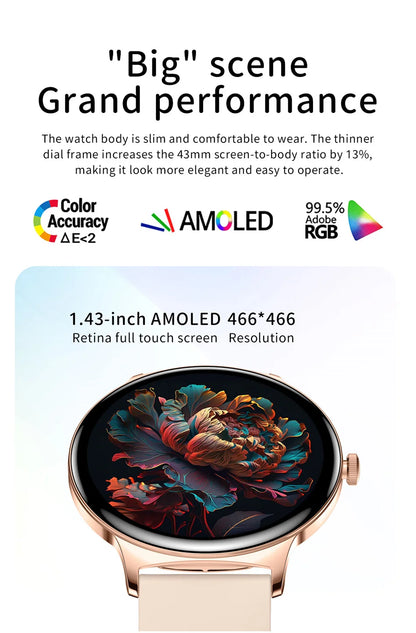 ChiBear Ultra Thin Fashion Smart Watch Women Screen Always Display Time Sports Bracelet Bluetooth Call AMOLED Smartwatch Woman