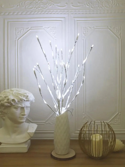 1 PC White Birch Branch Lights Battery Operated 20 LED Fairy Lights Willow Branches for Home Bedroom Inside Outdoor Decoration