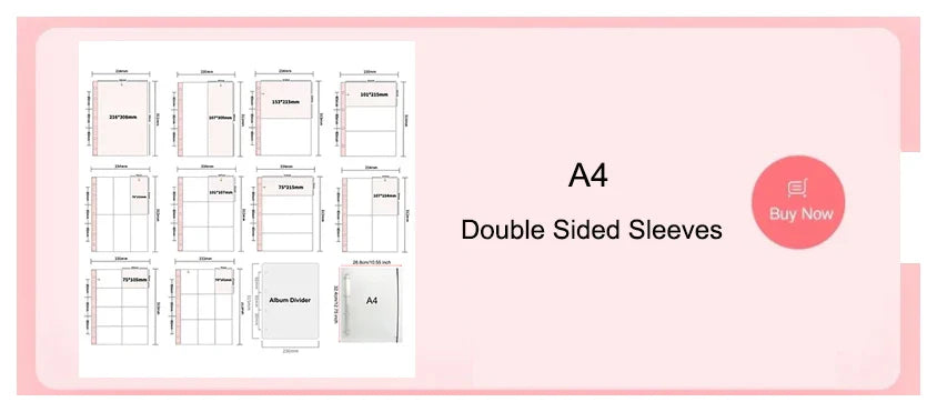 A4 Binder Photocards Holder Kpop Photo Card Page 2/3/4/9/10 Pocket Sleeves PVC Free Photo Album Refills 4x6 10x15 Pocket Sleeves