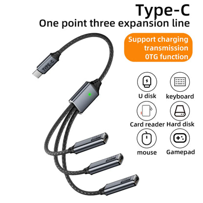 3 in 1 USB A & Type C Splitter HUB Expansion Cable Multi Port Expander OTG Adapter Fast Charging Data Sync for Phone Tablet