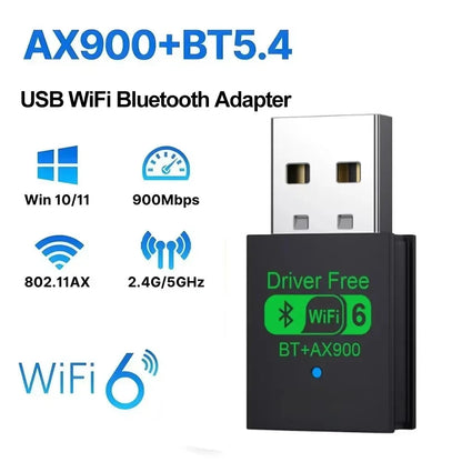 Wifi 6 Mini USB Dongle Network Card BT 5.4 Receiver Dongle AX900 For Win 10/11 PC Dual Band 2.4G/5Ghz