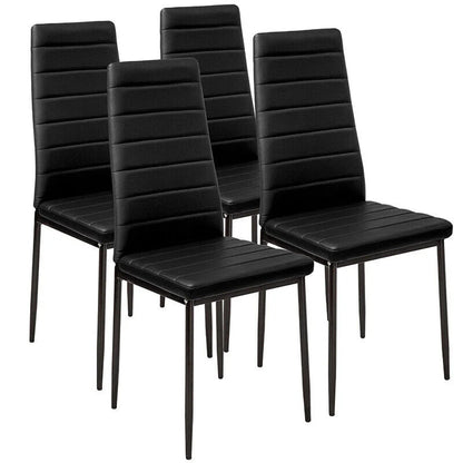 BonChoice Set of 2/4/6 Dining Chairs PU Leather/Velvet High Back With Metal Legs For Dining Room Kitchen Restaurant Office