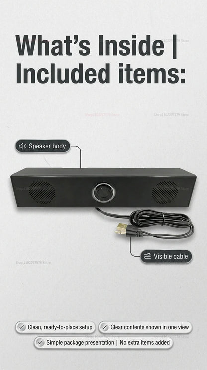 Wired Bluetooth Speaker USB Powered Soundbar Stereo Bass Dual Speaker Home Theater TV PC Laptop Gaming Portable Audio Box