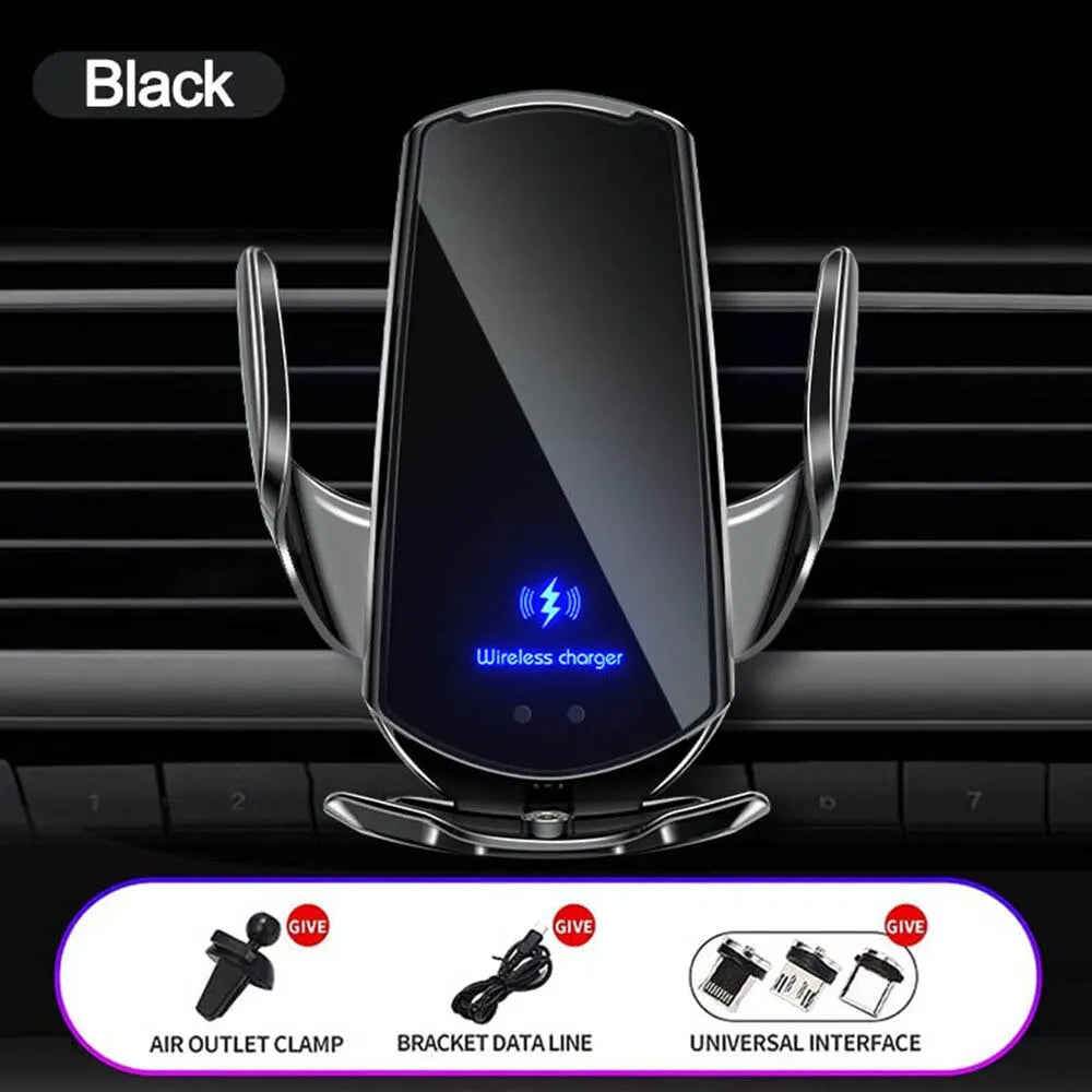Q3 Smart Sensor Car Phone Wireless Charger 15W Fast Charging Auto-Clamping Car Phone Holder for iPhone and All Qi Enable Android