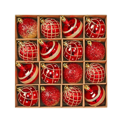 16PCs/Box 6cm Shiny Glitter Christmas Ball Ornaments Shatterproof Christmas Tree Hanging Ornaments Pendants Party Decorations