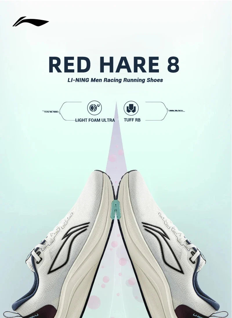 Li-Ning Men's RED HARE 8 Racing Running Shoes LIGHT FOAM ULTRA Reflective Cushion Stable Shoes LiNing Light Sneakers ARPV001