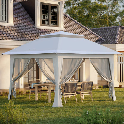 Outsunny 3.6 x 3.6 m Pop up Gazebo with Netting and Wheeled Carry Bag, UPF50+ Height Party Tent Instant Canopy Sun Shade Shelter