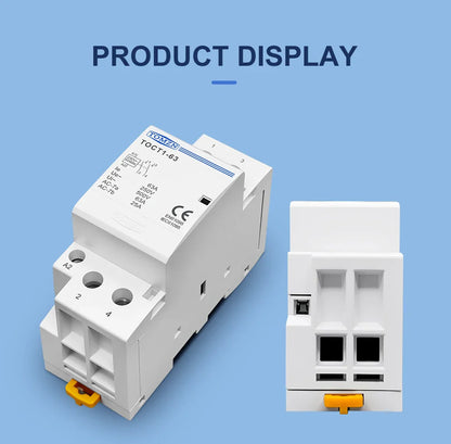 TOMZN TOCT1-63 2P 63A AC 110V/120V 220V/230V 50/60Hz Din Rail Household AC Modular Contactor 2NO/1NO1NC/2NC