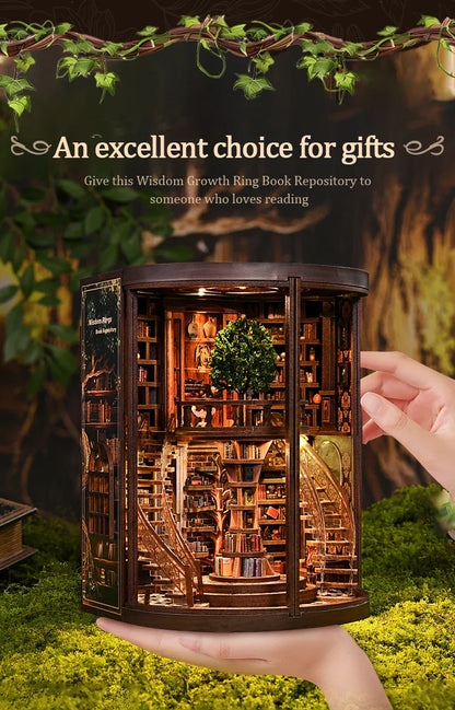 NEW DIY Wooden Book Nook Figurines Miniatures Doll House Kit 3D Puzzle Bookend for Friends Birthday Gifts Home Decor Crafts