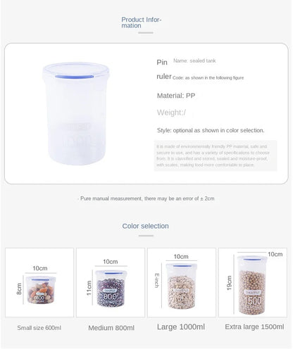 Plastic Sealed Tank Large Capacity Crisper Kitchen Organize Grain Storage Box With Scale Sealed Box Clear Jar Spice Container