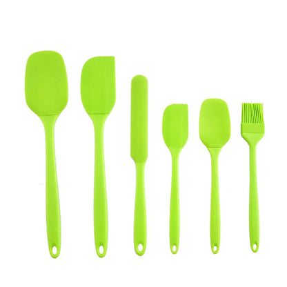Silicone kitchenware 6-piece set, cream  scraper, spatula, oil brush, size scraper set baking tool，Non-integrated hand