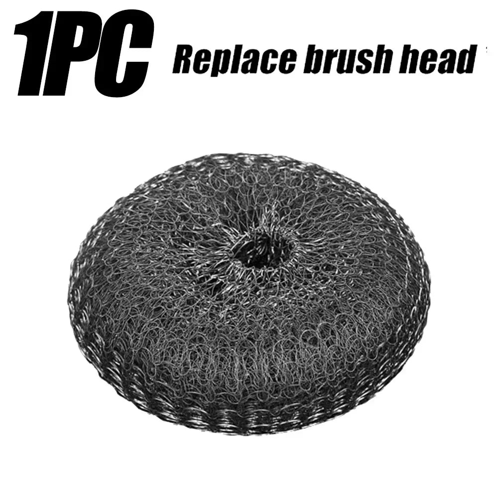 Stainless Steel Wire Brush with Long Handles Kitchen Replacement Steel Wool Wire Ball Dishwashing Brush Sink Countertop Cleaning