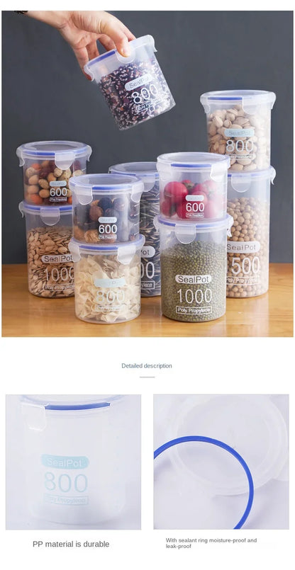 Plastic Sealed Storage Tank Large Capacity Clear Airtight Kitchen Organizer Grain Crisper Have Scale Spice Container Jars New