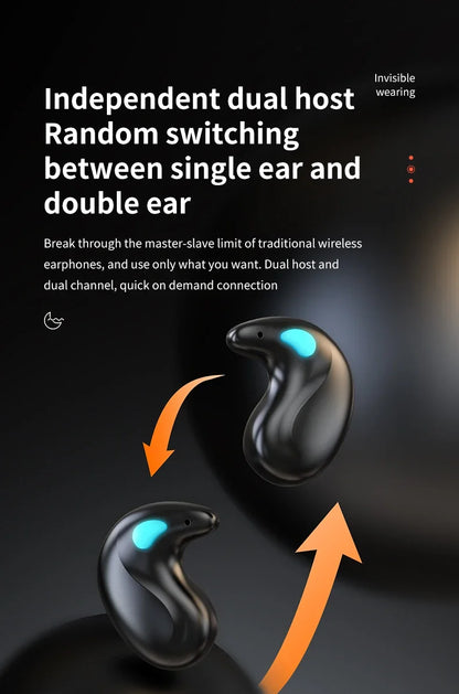 Sleep Wireless Earphone TWS Bluetooth 5.3 Headphones Hidden Earbuds IPX5 Waterproof Noise Reduction Sports Headset