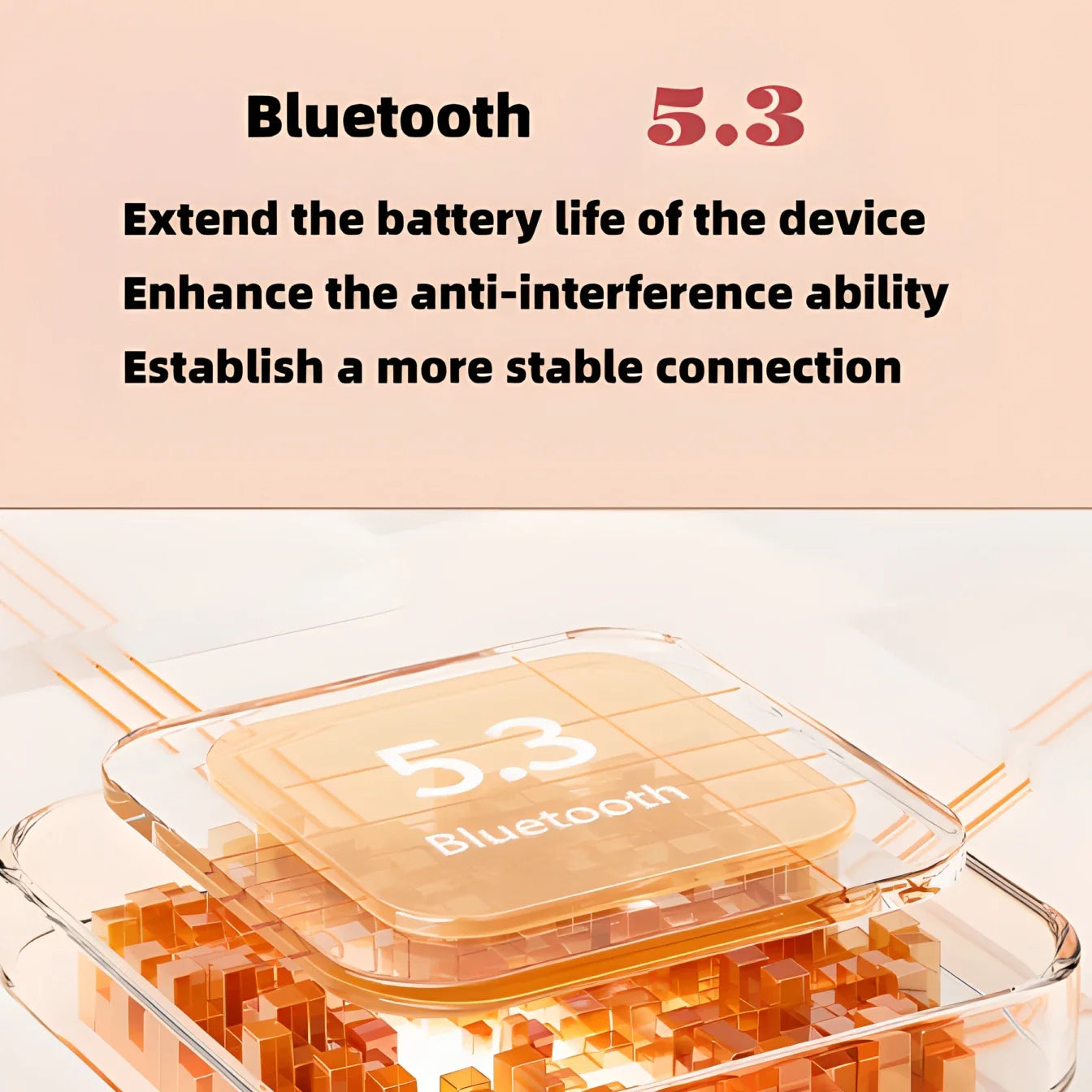 Wireless Bluetooth Earbuds 5.3 Stereo Bass Headphones with Mic Noise Cancelling Sport Earphones for Smartphone Device