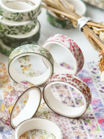 5 rolls of boxed romantic flower handbook tape, cute DIY fresh decorative washi tape for students, a must-have gift for students