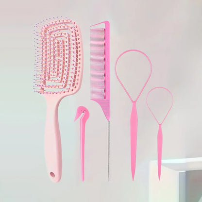 4/5pcs/Set Hair Loop Tool Set 2pcs French Braid Tool Loop 1pc Rat Tail Comb 1pc Elastic Hair Rubber Bands Remover Cutter