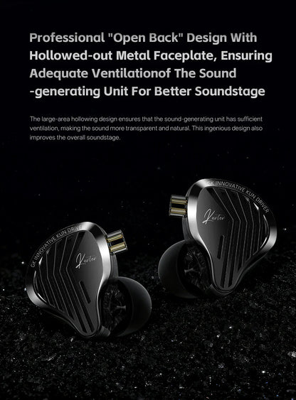 GK KUNTEN Dynamic Drive Heavy Bass Earbuds HIFI Sports Metal Headphones Detachable 2PIN Compatible with KZ Zenith EDX PRO