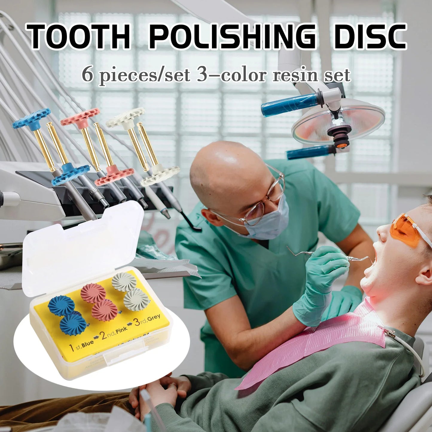 6Pcs/Set Dental Rubber Polisher Composite Resin Polishing Discs Diamond System Burs RA Dentistry Polish Wheel Spiral Flex Tools