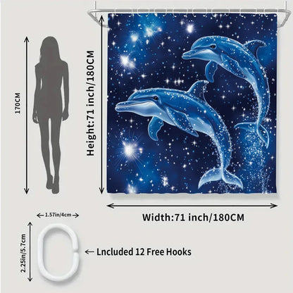 Dolphin Bathroom Four-piece Set - Avant-garde Waterproof Shower Curtain, creating a complete bathroom suite