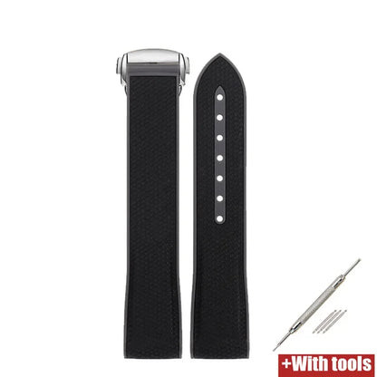 Curved End Strap 20mm for Omega X Swatch Joint MoonSwatch Sport Silicone Rubber Folding Buckle Watch Band for Seamaster 300