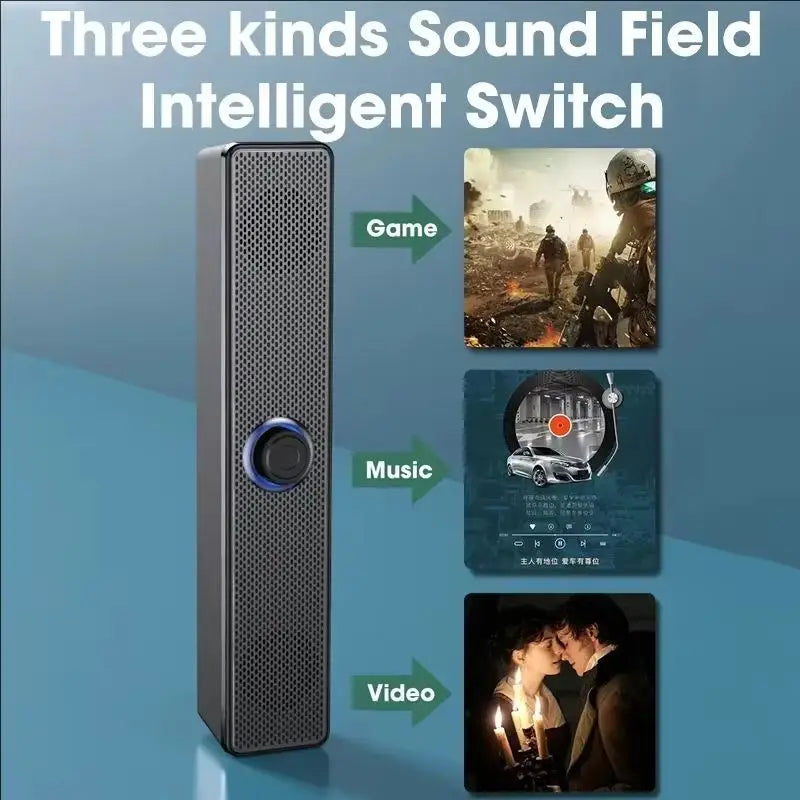 PC Soundbar Wired and  Bluetooth Speaker USB Powered Soundbar for TV Pc Laptop Gaming Home Theater Surround Audio System