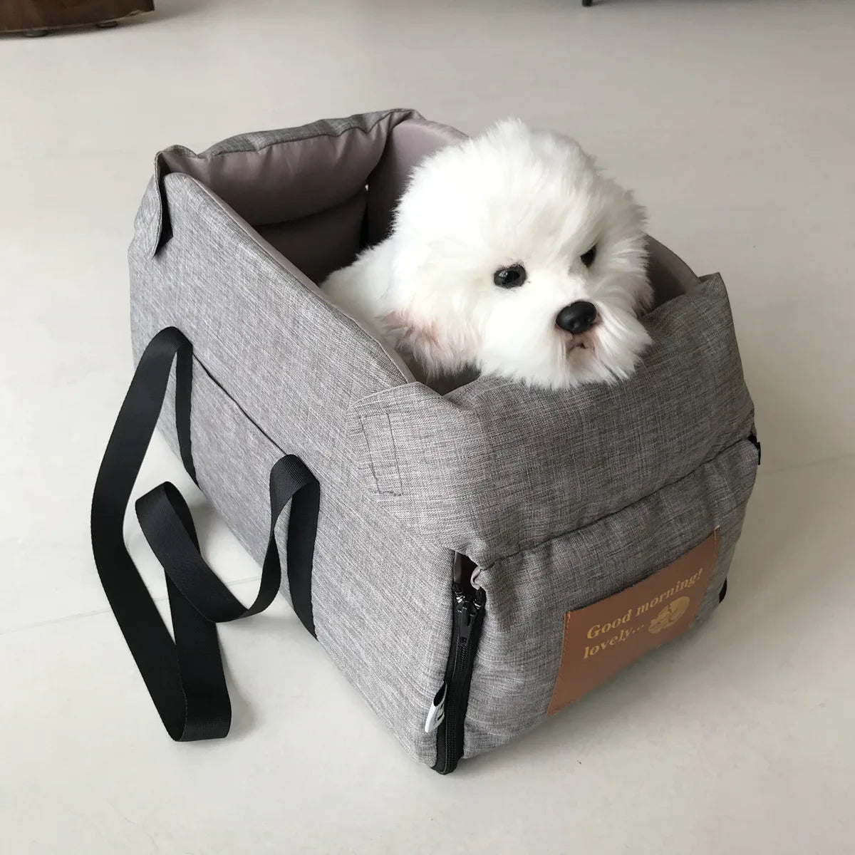 Pet Products Portable Console Booster Dog Car Seat & Carrier for Small Dogs & Cats,Car Seat for Center Car Armrest Safety Tether