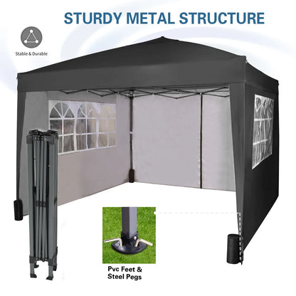 mcc direct Pop-up Gazebo 3m x 3m with Sides & 4 Weight Bags & Silver Protective Layer Waterproof Marquee Canopy WS