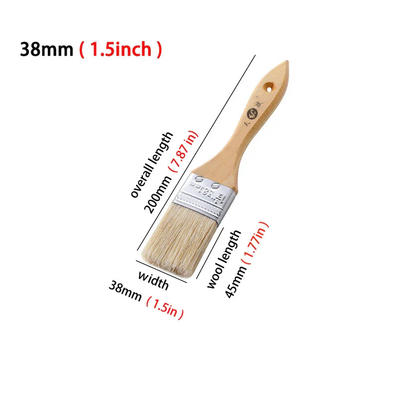 Pig White Mane Brush Wooden Handle Tool Decoration Paint Coating Latex Cleaning Barbecue Baking Painting