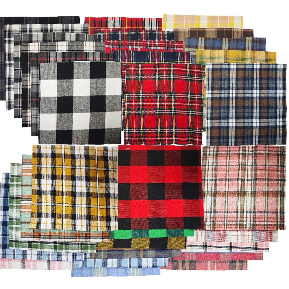 Teramila 25x25cm5-6PC/Lot Polyester-Cotton Plaid Patchwork Printed Cloth Sewing Quilting Fabric Needlework DIY Handmade Material