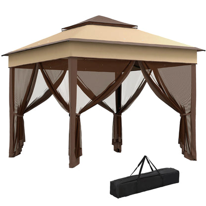 Outsunny 3 x 3(m) Pop Up Gazebo with Netting and Carrying Bag, Party Tent Instant Event Shelter, Height and UV-Resistant,, Beige