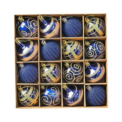 16PCs/Box 6cm Shiny Glitter Christmas Ball Ornaments Shatterproof Christmas Tree Hanging Ornaments Pendants Party Decorations