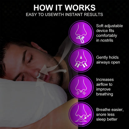 3 Sizes Silicone Anti Snoring Nose Clip Elastic Nasal Dilator for Better Sleep Improved Airflow Travel Home Use Comfort