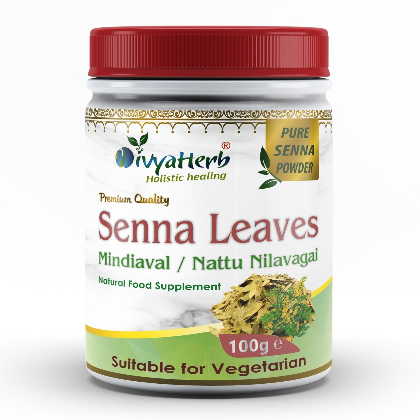 DivyaHerb Senna Leaves Powder 100 gram - Bowel Regularity Support
