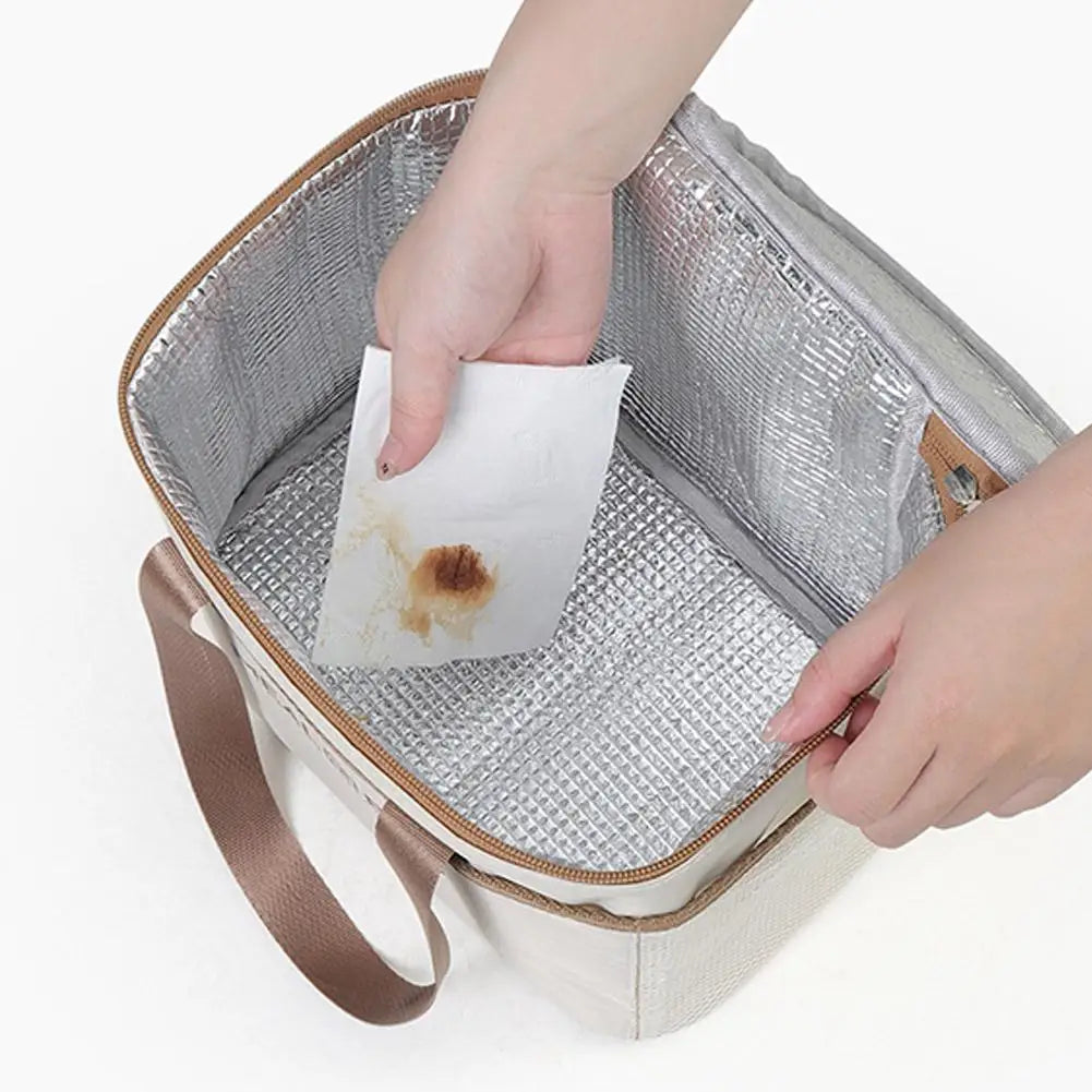 Large Capacity Tote Bento Insulated Lunch Bag Picnic Food Box Storage Ice Cooler Thermal Bag Portable Handheld Insulation Bags
