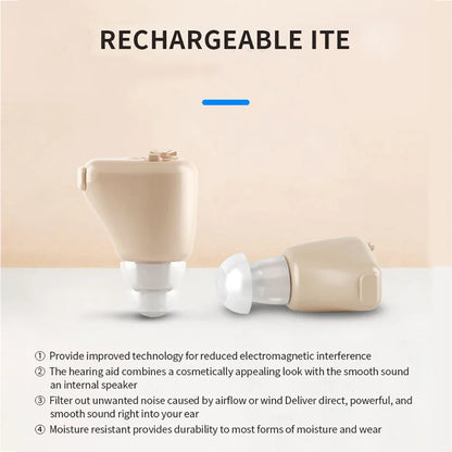 Rechargeable Mini In-Ear Sound Amplifier Wireless Headset Hearing Aid Device with Battery Ear Handset Tool for Deaf