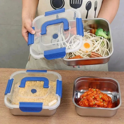 316 Stainless Steel Large Capacity Food Container - Sealed Anti-Drip Lunch Box for Camping Picnic, Fruit & Salad Storage