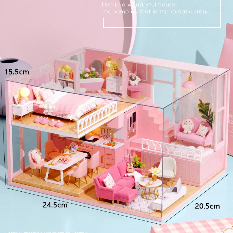 DIY Doll Houses Kits 3D Wooden Puzzles Mini Doll House Assembly Building Furniture Handmade Toys For Kids Birthday Gifts